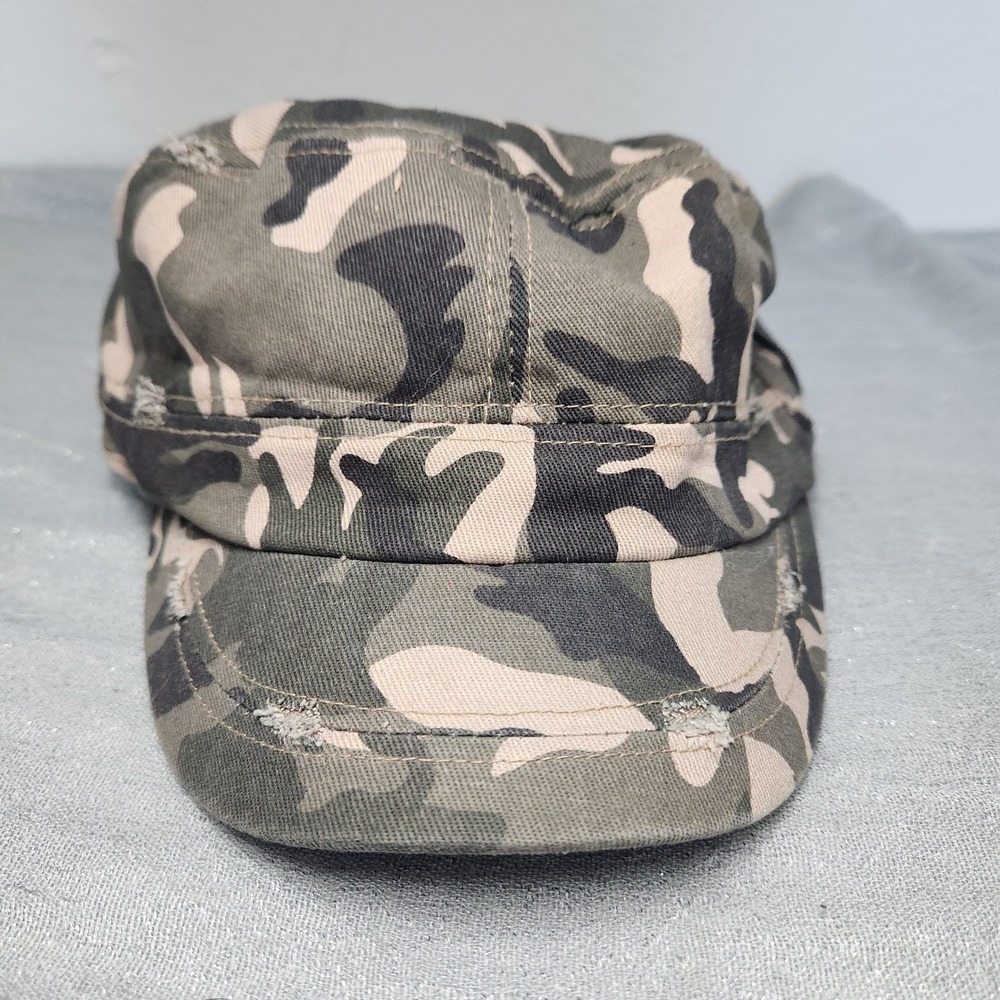 D&Y Camouflage Cadet Hat Distressed Military Cap Green Y2K Gorpcore Utility